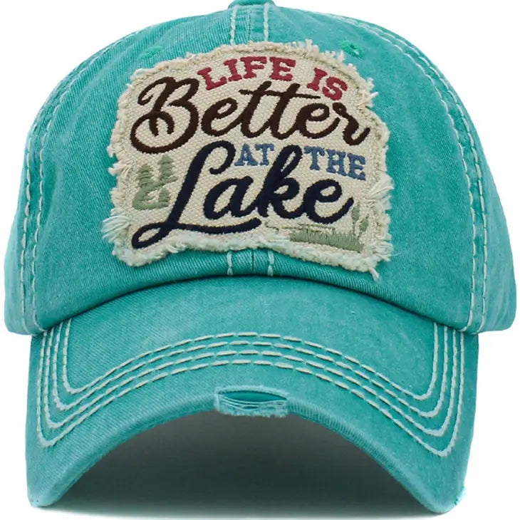 Turquoise Baseball Cap / Life Is Better At The Lake