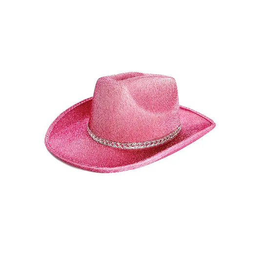 NN Light Pink Cowboy Hat With Silver Rhinestone Band