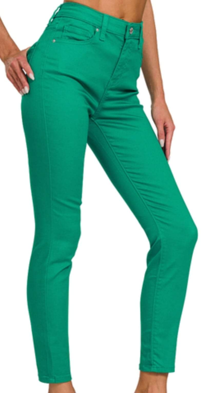 Zenana Stretchy High Rise Skinny Denim Pants / Comes in Yellow, Kelly Green & Purple / Sizes Small - XL