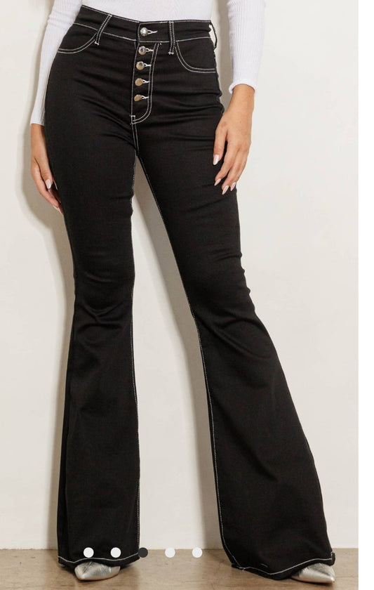 Vibrant M.i.U Adda Super Stretchy Flare Jeans - Black - Sizes 1-15