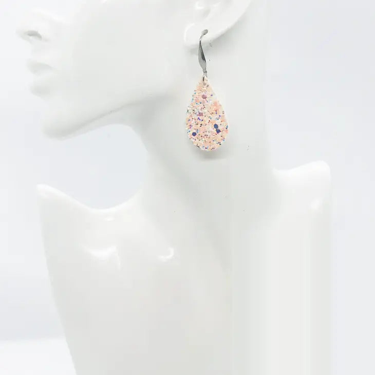M&P Chunky Pink Glitter Earrings with Stainless Steel Findings and Ear Wires