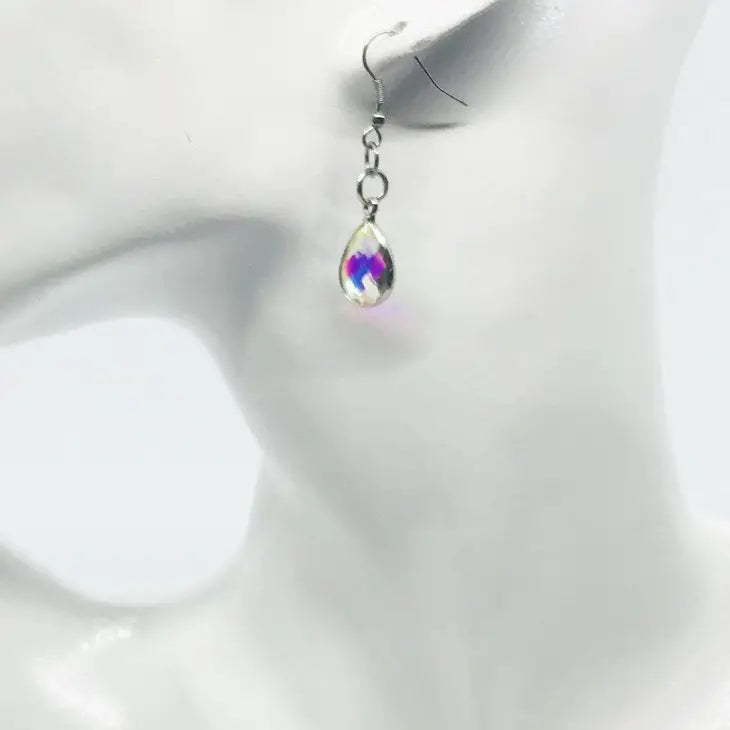 M&P AB Rhinestone Crystal Teardrop Earrings With Stainless Steel Findings and Ear Wires.